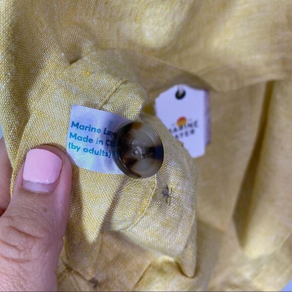 MARINE LAYER Yellow Sleeveless Linen Crop Top - Size Medium - Picture 5 of 9